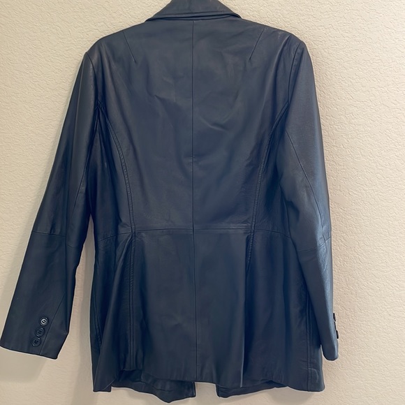 ♥️ David Benjamin 100% Leather jacket/coat size 10 Black - Picture 5 of 5